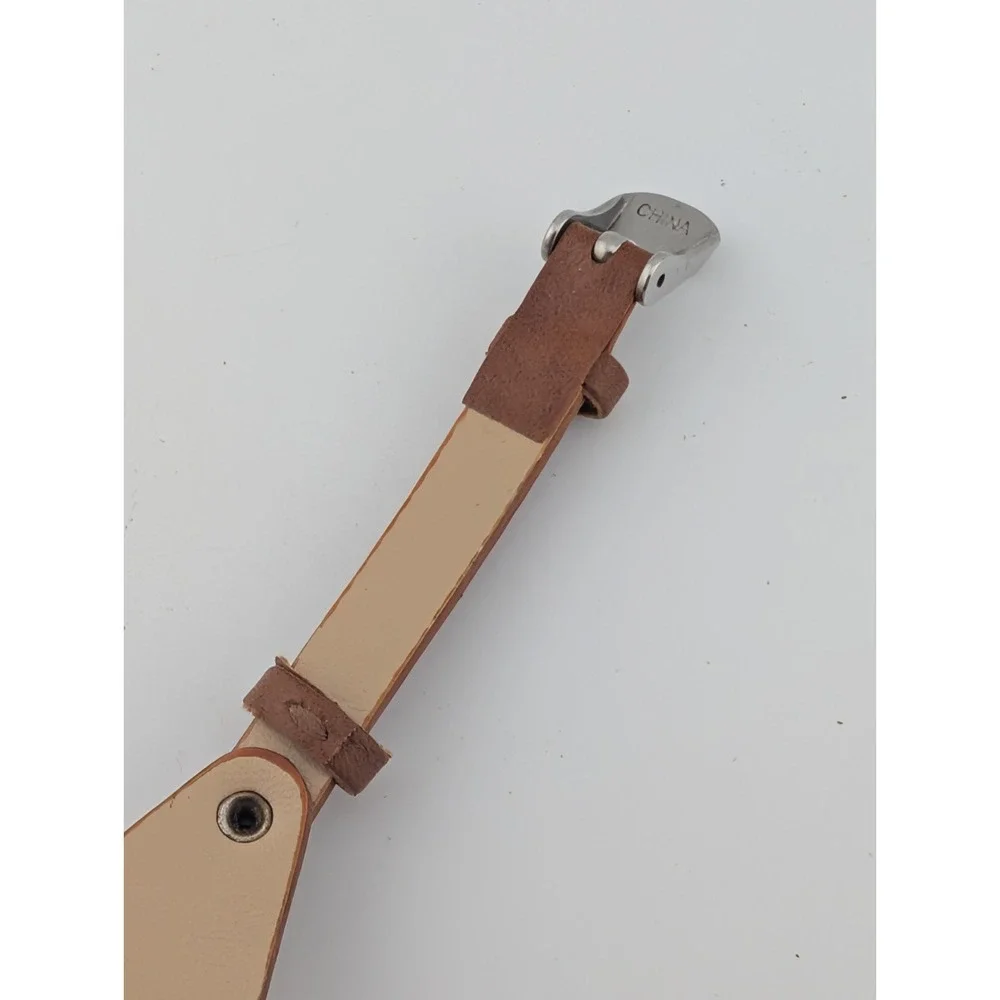 Ladies Quartz Watch 30mm Gold Case Brown Faux Leather‎ Bund Strap- New Battery